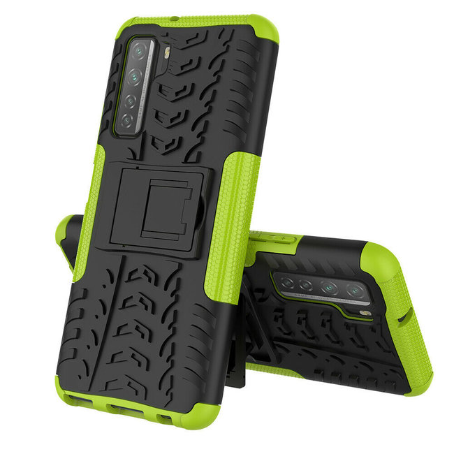 Case for Huawei P40 - Heavy Duty Hybrid Tough Rugged Dual Layer Armor - Kickstand Cover - Green