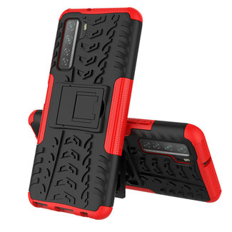 Cover2day Case for Huawei P40 - Heavy Duty Hybrid Tough Rugged Dual Layer Armor - Kickstand Cover - Red