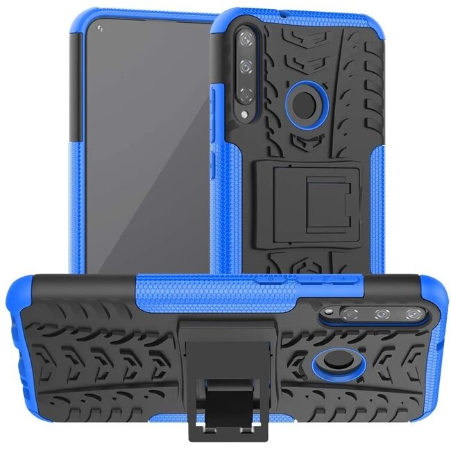 Case for Huawei P40 Lite E - Heavy Duty Hybrid Tough Rugged Dual Layer Armor - Kickstand Cover - Blue