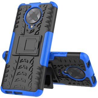 Cover2day Case for Xiaomi Poco F2 Pro - Heavy Duty Hybrid Tough Rugged Dual Layer Armor - Kickstand Cover - Blue