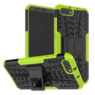 Cover2day Case for Huawei Y5 Prime (2018) - Heavy Duty Hybrid Tough Rugged Dual Layer Armor - Kickstand Cover - Green