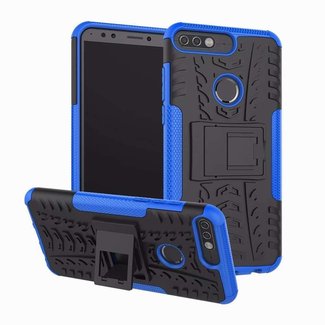 Cover2day Case for Huawei Y7 2018 - Heavy Duty Hybrid Tough Rugged Dual Layer Armor - Kickstand Cover - Blue
