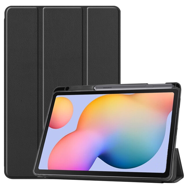 Case2go - Case for Samsung Galaxy Tab S6 Lite - Slim Tri-Fold Book Case - Lightweight Smart Cover mit Stylus Pen holder - Black