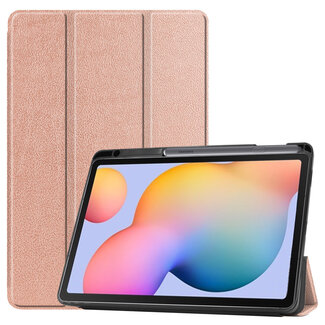 Cover2day Case2go - Case for Samsung Galaxy Tab S6 Lite - Slim Tri-Fold Book Case - Lightweight Smart Cover mit Stylus Pen holder - Rosé-Gold