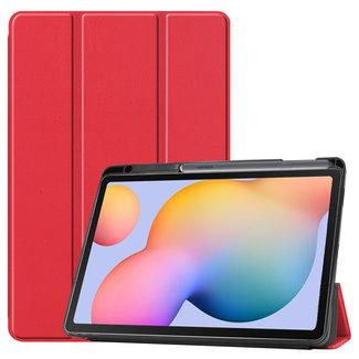 Cover2day Case2go - Case for Samsung Galaxy Tab S6 Lite - Slim Tri-Fold Book Case - Lightweight Smart Cover mit Stylus Pen holder - Red