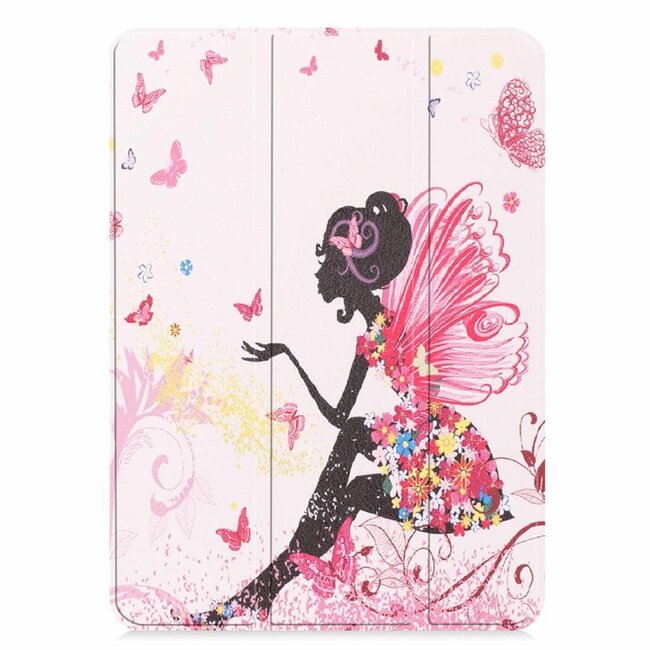 Case2go - Case for iPad Pro 11 - Slim Tri-Fold Book Case - Lightweight Smart Cover - Flower Fairy