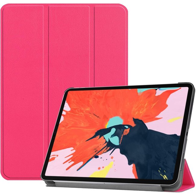 Case2go - Case for iPad Pro 12.9 (2020) - Slim Tri-Fold Book Case - Lightweight Smart Cover - Hot Pink