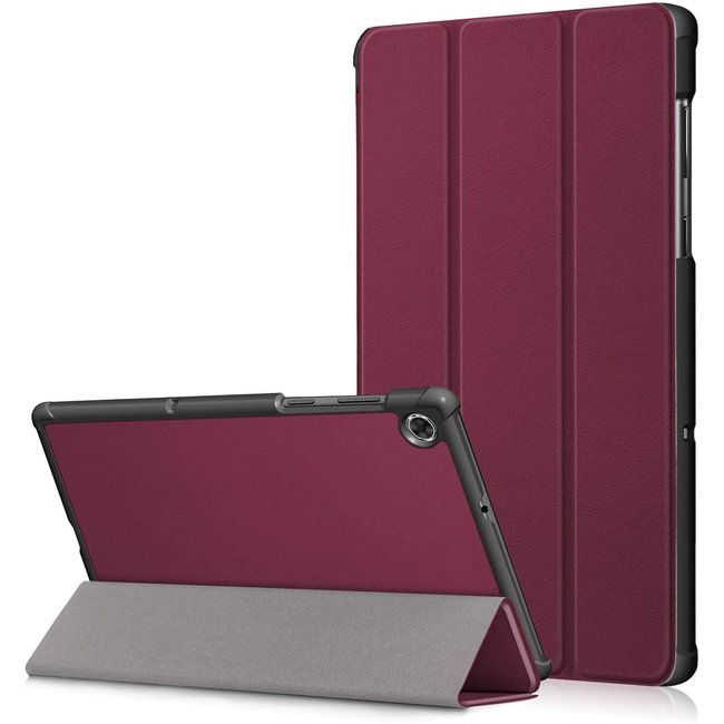 Case2go - Case for Lenovo Tab M10 Plus - Slim Tri-Fold Book Case - Lightweight Smart Cover (TB-X606) - Wine Red