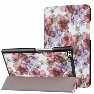 Cover2day Case2go - Case for Lenovo Tab 4 8.0 - Slim Tri-Fold Book Case - Lightweight Smart Cover - Flowers