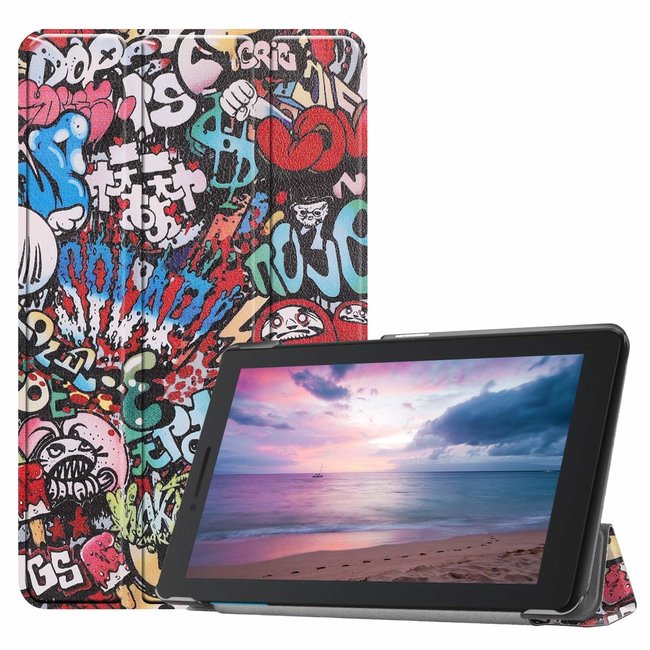 Lenovo Tab E8 hoes (TB-8304F)  - Tri-Fold Book Case - Graffiti