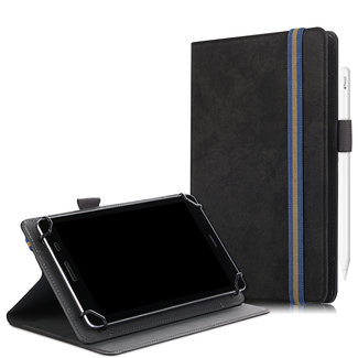 Cover2day Universele 7/8 inch tablet Case - Wallet Book Case - Black