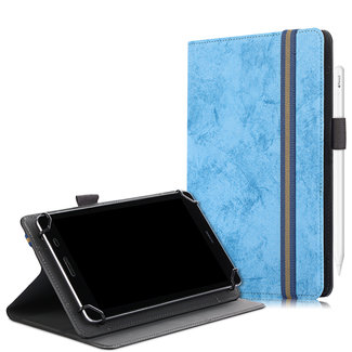 Cover2day Universele 7/8 inch tablet Case - Wallet Book Case - Light blue