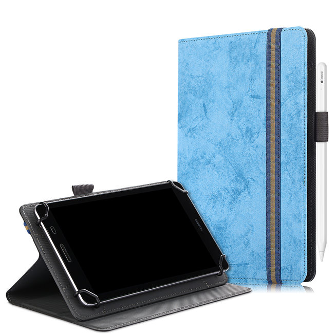 Universele 7/8 inch tablet hoes - Wallet Book Case - Licht Blauw