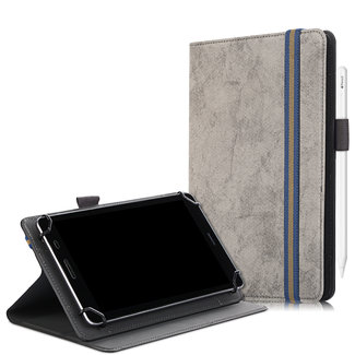 Cover2day Universele 7/8 inch tablet Case - Wallet Book Case - Grey