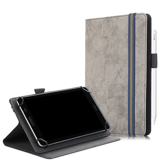 Universele 7/8 inch tablet hoes - Wallet Book Case - Grijs