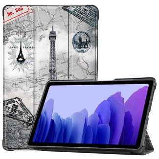 Cover2day Case for Samsung Galaxy Tab A7 (2020) - 10.4 inch - Book Case Whiteh TPU Cover - Eiffeltower