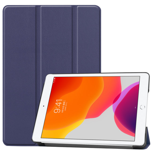 Case2go - iPad 2020 Case - 10.2 inch - Slim Tri-Fold Book Case - Lightweight Smart Cover - Navy Blue