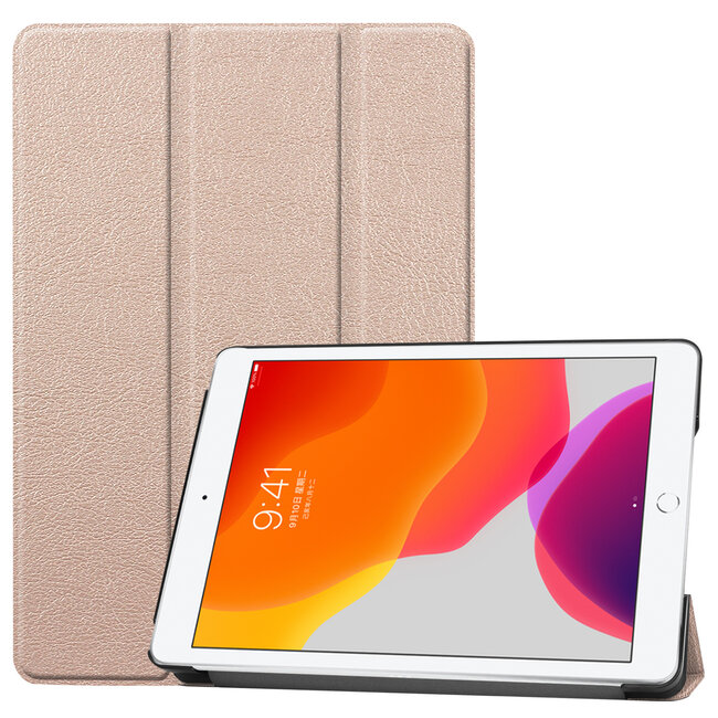 Case2go - iPad 2020 Case - 10.2 inch - Slim Tri-Fold Book Case - Lightweight Smart Cover - Gold