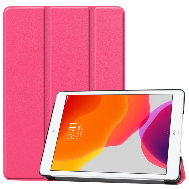 Case2go - iPad 2020 Case - 10.2 inch - Slim Tri-Fold Book Case - Lightweight Smart Cover - Hot Pink