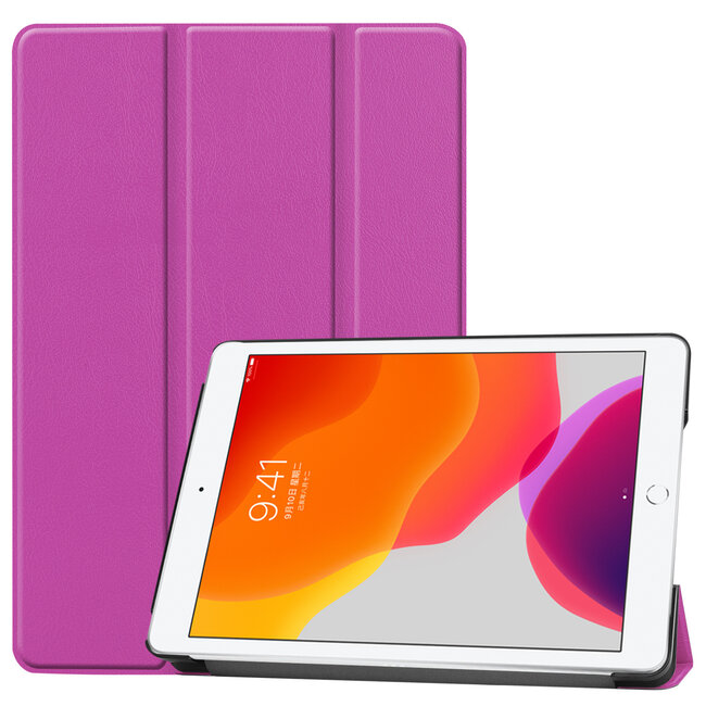 Case2go - iPad 2020 Case - 10.2 inch - Slim Tri-Fold Book Case - Lightweight Smart Cover - Purple