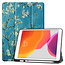 Case2go - Case for iPad 10.2 inch 2020 - Slim Tri-Fold Book Case - Lightweight Smart Cover mit Pencil houder - White bloom