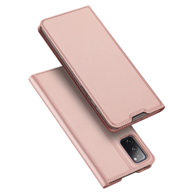 Dux Ducis - Case for Samsung Galaxy S20 FE - Ultra Slim PU Leather Flip Folio Case with Magnetic Closure - Rosé Gold