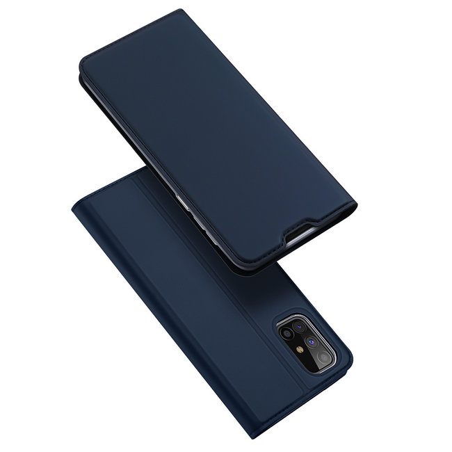 Dux Ducis - Case for Samsung Galaxy M31s - Ultra Slim PU Leather Flip Folio Case with Magnetic Closure - Blue