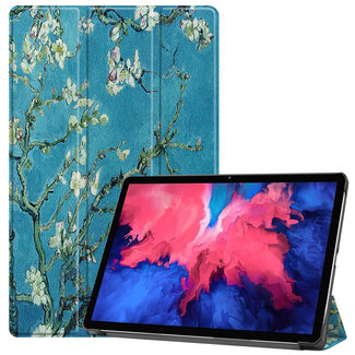 Cover2day Lenovo Tab P11 Hoes - 11 Inch - Tri-Fold Book Case - Auto Sleep/Wake Functie - Witte Bloesem