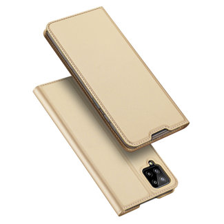 Dux Ducis Case for Samsung Galaxy A12 Ultra Slim PU Leather Flip Folio Case with Magnetic Closure - Gold