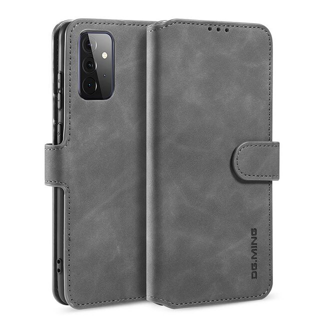 CaseMe - Samsung Galaxy A72 Hoesje - Magnetisch 2 in 1 Case - Ming Serie - Leren Back Cover - Grijs