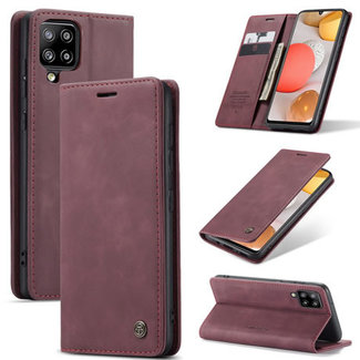 CaseMe CaseMe - Case for Samsung Galaxy A42 5G - PU Leather Wallet Case Card Slot Kickstand Magnetic Closure - Dark Red