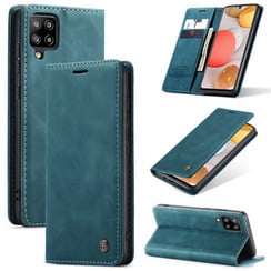 CaseMe - Case for Samsung Galaxy A42 5G - PU Leather Wallet Case Card Slot Kickstand Magnetic Closure - Blue