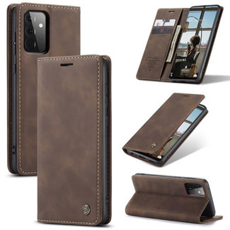 CaseMe CaseMe - Case for Samsung Galaxy A72 5G - PU Leather Wallet Case Card Slot Kickstand Magnetic Closure - Dark Brown