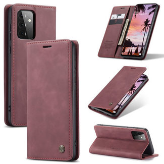 CaseMe CaseMe - Case for Samsung Galaxy A72 5G - PU Leather Wallet Case Card Slot Kickstand Magnetic Closure - Dark Red