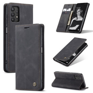 CaseMe CaseMe - Case for Samsung Galaxy A32 5G - PU Leather Wallet Case Card Slot Kickstand Magnetic Closure - Black