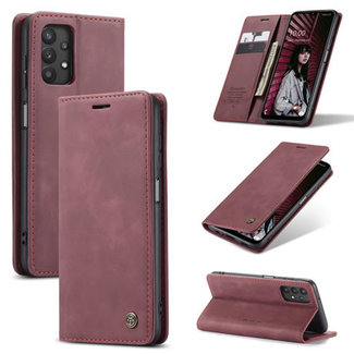 CaseMe CaseMe - Case for Samsung Galaxy A32 5G - PU Leather Wallet Case Card Slot Kickstand Magnetic Closure - Dark Red