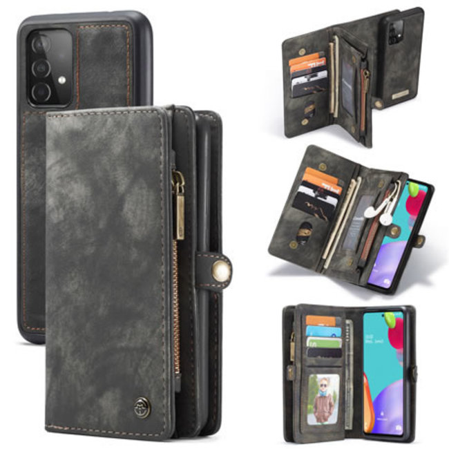 CaseMe - Case for Samsung Galaxy A52 5G - Wallet Case with Card Holder, Magnetic Detachable Cover - Black