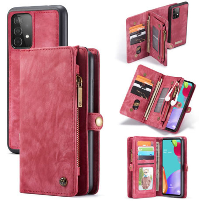 CaseMe - Case for Samsung Galaxy A52 5G - Wallet Case with Card Holder, Magnetic Detachable Cover - Red