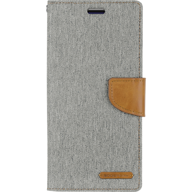 Samsung Galaxy A72 5G Hoesje - Mercury Canvas Diary Wallet Case - Hoesje met Pasjeshouder - Grijs