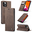 CaseMe - Case for iPhone 12 Pro Max - PU Leather Wallet Case Card Slot Kickstand Magnetic Closure - Dark Brown