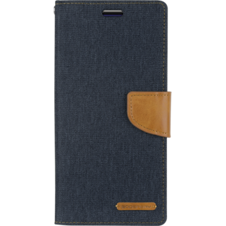Mercury Goospery iPhone 11 Pro Hoesje - Mercury Canvas Diary Wallet Case - Hoesje met Pasjeshouder -Donker Blauw