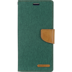 iPhone 11 Pro Hoesje - Mercury Canvas Diary Wallet Case - Hoesje met Pasjeshouder - Groen