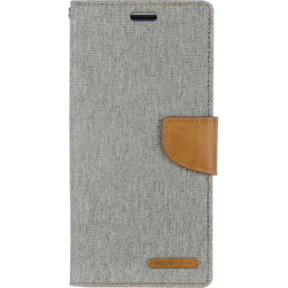 Mercury Goospery iPhone 12 Mini Hoesje - Mercury Canvas Diary Wallet Case - Hoesje met Pasjeshouder - Grijs