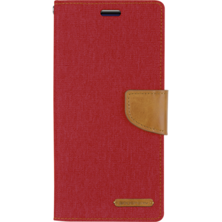 Mercury Goospery iPhone 12 Mini Hoesje - Mercury Canvas Diary Wallet Case - Hoesje met Pasjeshouder - Rood
