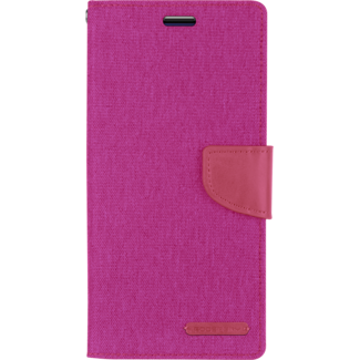 Mercury Goospery iPhone 12 Mini Hoesje - Mercury Canvas Diary Wallet Case - Hoesje met Pasjeshouder - Roze