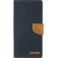 iPhone 12 / 12 Pro Hoesje - Mercury Canvas Diary Wallet Case - Hoesje met Pasjeshouder - Donker Blauw