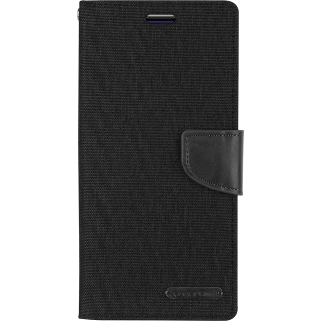 iPhone 12 Pro Max Hoesje - Mercury Canvas Diary Wallet Case - Hoesje met Pasjeshouder - Zwart
