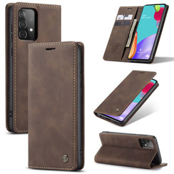 CaseMe - Case for Samsung Galaxy A02s- PU Leather Wallet Case Card Slot Kickstand Magnetic Closure - Dark Brown