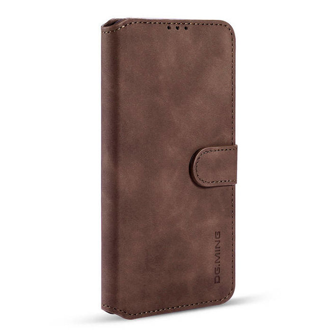 CaseMe - Samsung Galaxy A02s Case - with Magnetic closure - Leather Book Case - Dark Brown