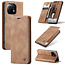 CaseMe - Case for Xiaomi Mi 11 - PU Leather Wallet Case Card Slot Kickstand Magnetic Closure - Ligth Brown